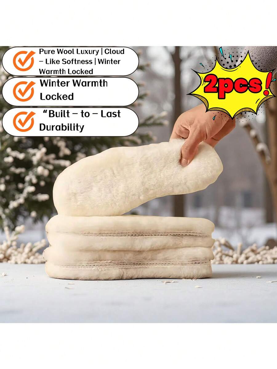 1 双厚蓬松保暖鞋垫，透气吸湿排汗舒适软底鞋垫，男女通用冬季