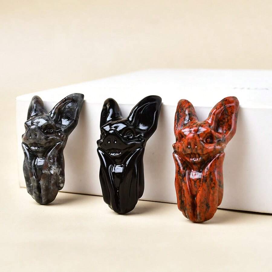 CUPIDCRYSTAL Exquisite Natural Crystal Carving Bat, Unique Design, Healing Crystal, Stones Containing Energy, Energy Healing Meditation Stone, Perfect For Home Decor & Gift Giving, For Pocket Decoration, For Halloween Gift(5cm/1.97in)