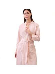 1pc Thick Bathrobe For All Seasons, High Density Knit, Quick Absorbent, Suitable For Spa, Couples