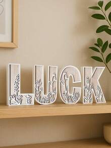 1 Pc Floral Wooden Letters Decor , Wood Alphabet With White Flower Patterns, 26 Letter Custom Name Decoration, Home Decor For Living Room, Bedroom, Entryway, Nursery, Wedding, Party Decoration