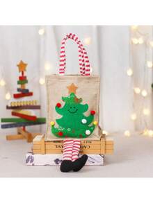 1pc, Christmas Decorations Gift Bag Faceless Linen Tote Gift Bag Festive Creative Goodie Bag, Christmas Party Favors Weird Stuff, Shopping Bag, Party Bag, Party Gift Bag, Craft Tote Bag, Party Favors