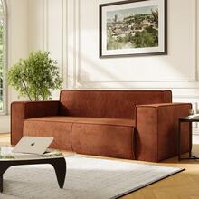 Puremind Modern Upholstered 2-Seater Couch,Velvet Fabric Loveseat Sofa With Legless Design&Widened Armrest For Living Room - trái cam - Xem 6