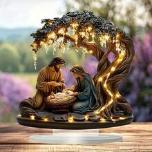 Dwuwymiarowa, płaska, elegancka dekoracja biurka w stylu chrześcijańskim z podstawą – materiał akrylowy, klasyczna tabliczka ekspozycyjna do domu i biura, świetny pomysł na prezent na Boże Narodzenie, Nowy Rok, Święto Dziękczynienia