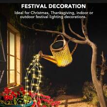 1 قطعة إضاءة إبريق شمسي، إضاءة إبريق سقي شمسي، ديكور معدني للخارج، فانوس شمسي معلق، أضواء جنية خارجية IP65 للحديقة والتخييم والحفلات والممرات والأعياد الوطنية والميلاد والأعراس وعيد الهالوين. هدية عيد للأم والجيران والأصدقاء.