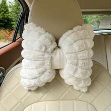 1pc Car Headrest Winter Plush Car Comfortable Warm Neck Pillow Pillow Pillow Solid Color Simple Headrest Waist Pillow Automotive Supplies Car Pillow - White - View 10