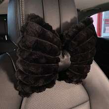 1pc Car Headrest Winter Plush Car Comfortable Warm Neck Pillow Pillow Pillow Solid Color Simple Headrest Waist Pillow Automotive Supplies Car Pillow - White - View 12