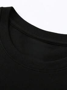 100% Cotton T-Shirt, Men's/Small Long Sleeve T-Shirt, Fall/Winter Collection, 220g Pure Cotton, Pastoral Style Bottoms, Men's Long Sleeve T-Shirt, White Cat T-Shirt, Character Y2K T-Shirt, Home Fashion, Perfect For Halloween And Christmas, Gift - Black - View 3