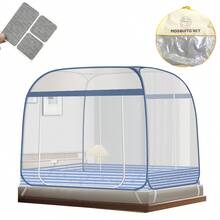 Mosquitera plegable gazebo cama 150*200*150m Nueva tienda de campaña plegable con mosquitera y diseño de puerta con cremallera, uso doméstico, uso al aire libre, anti-mosquitos y anti-insectos, no requiere montaje,Mosquitera Plegable para Camas con Doble Puerta e Inferior de Red para bebés, Adultos, Viajes, Camping, al Aire Libre, antimosquitos Puede evitar bocados en las redes de mosquitos e infectarse con enfermedades. Este es un gran producto - 1,5*2 azul claro - Ver 3