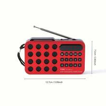 Portable FM/ LW/ SW Radio With Headphone Jack - USB/ Battery Powered,1200mAH Battery, Red & Black Compact Design, LCD Display - For Travel, Gym, Home, Office - Ideal Gift For Podcasts, News, Music Streaming, Small Portable Radio, Gym Audio Gear, Sleek Handheld Radio, Durable Radio, Sturdy Construction, Home Entertainment, Lightweight Design, Reliable Performance, Fitness Enthusiasts - Multicolor - View 4