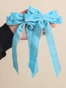 2 Pcs Girls Vintage Velvet Bow Hair Clips, Long Ribbon Simple Sweet Hairpin, Multicolor Bowknot Duckbill Clips, Elegant Hair Barrette Headwear Hair Accessories For Daily Use - Multicolor - View 17