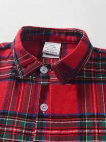 BOARNSEORL Boys' Red Plaid Long Sleeve Shirt With Bow Tie, Fashionable And Versatile For Events And Christmas Parties - Red - View 7