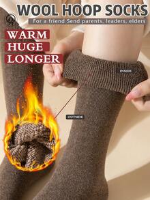 2 Pairs Women's Thermal Lined Thick Calf Socks, Warm Solid Color Knee High Socks, Collegiate Style, Versatile For Autumn/Winter, Suitable For Home, Commute, Office, Cozy Socks