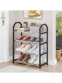 1pc 4 Tier Shoe Rack Organizer - Free-Standing Shoe Storage Cabinet For Closet, Front Door Entrance, And Entryway - Easy To Install And Space Saving
