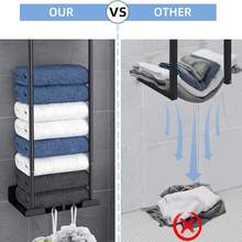 Towel Racks For Bathroom, Wall Mounted Towel Holder, 2 Tier Towel Rack With Shelf, Heavy Duty Bath Towel Holder, Black - 黑色 - 查看 8