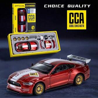 C C A 1:42 比例野马 GT 2018 红/黄/蓝压铸模型车玩具，可收藏合金赛车模型，装饰玩具礼物