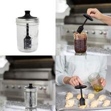 Silicone Black Basting Brush Lid For Wide Mouth Mason Jars