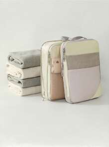 مكعبات تعبئة مضغوطة، حقيبة تخزين الملابس، مجموعة أكياس تخزين السفر، منظم ضغط قابل لإعادة الاستخدام ذو سعة كبيرة، مزدوج الطبقة مزدوج السحاب، مناسب للرجال والنساء في الأعمال أو العطلات أو السفر، مصنوع من مادة النايلون، ضروريات السفر