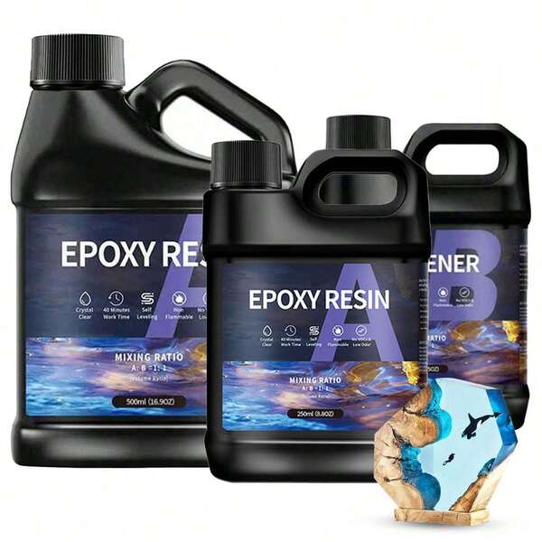Epoxy Resin 17OZ/33.8OZ, Crystal Clear Epoxy Resin Kit, Not Yellowing, Bubble Free, Self-Leveling, Coating & Casting For Jewelry Making, DIY Art Crafts, Beginners Starter