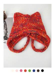 Bandeau tricoté à oreilles d'ours colorées, bonnet d'ours mignon pour femmes, bonnet en tricot chaud et polyvalent pour l'automne/l'hiver - Multicolore - Voir 4
