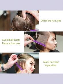 5-Piece Hairstylist Professional Comb Set, Curved Hook Comb, Pointed Tail Hairdressing Comb, Wide-Tooth Comb, Comb With Hole Handle, Steel Needle Pointed Tail Comb, Fine And Wide Tooth Styling Comb Suitable For All Hair Types, Styling Comb For Highlight Distribution Area, Professional Salon Barber Shop Hairdressing Special Tools - Multicolor - View 7