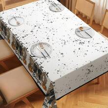 1pc/10pcs Halloween BOO Bow Tablecloth, Waterproof And Stain-Resistant, Easy To Clean, Suitable For Dinner, Picnic, Dining Table, Party, Home Decor, Indoor And Outdoor Use, Available In Multiple Sizes