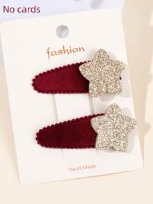 2 Stück/4 Stück glitzernde Stern BB Clips Samt Haarschmuck süß und niedlich für den Alltag