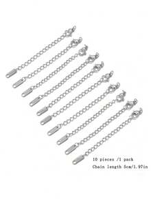 10pcs Stainless Steel Extension Extended Tail Chains Lobster Clasps Connectors DIY Jewelry Making Findings Bracelet Necklaces. - Extension Chain - View 13