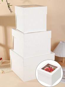 1/2 Cake Boxes 10 Inch, 10x10x8 Inches Tall Cake Box With Large Window Transporting Cakes, Cookies, Pies, Cupcakes, And Pastries, Weddings, Birthdays, And Special Occasions - View 4