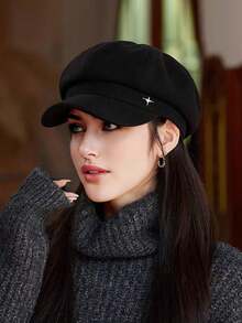 1 件女士秋冬季八角帽,大号贝雷帽,休闲百搭报童帽,适合日常佩戴、用餐、购物 - 彩色 - 查看 18