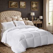 Down Alternative Comforter Queen Size - Fluffy Duvet Insert - Puffy Premium All Season Winter - Luxury Breathable Hotel Plush Comforter - Queen, White,90x90 Inches - White - View 5