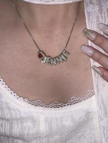 1pc 3D Bubble Name Necklace, Bubble Initial Charm Personalized Jewelry Gift Custom Nameplate Necklace, Initial Round Bubble Necklace - Personalized Gift For Friends, Couples And Family With Unique Custom Name Design - Silver Colored Heart Box Chain - View 4