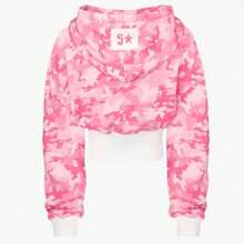 Y2k Hip Hop Cropped Cardigan Hoodie Sweatshirt Street Hottie Loose Long Sweatshirt Set Two Pieces - Hồng - Xem 4