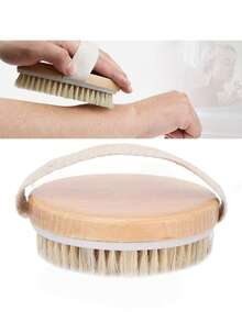 1件/2件圆形木质干刷去角质按摩刷，沐浴沐浴刷，促进血液循环 - 彩色 - 查看 6