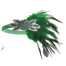 1920s Flapper Costume Accessories Set, Includes Headband And Long Gloves, Suitable For Parties, Balls, Galas, Vintage Events, Formal Occasions, Social Gatherings And Celebrations; 1920s Flapper Feather Headband; 1920s Sequin Showgirl Headpiece Women Hair Band - Black - View 13