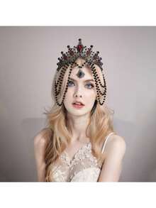 1 Peça Coroa de Noiva Gótica Vintage Feita à Mão, Coroa Barroca Escura, Acessório de Cabelo para Casamento Gótico, Tiara de Estilo Rainha Escura