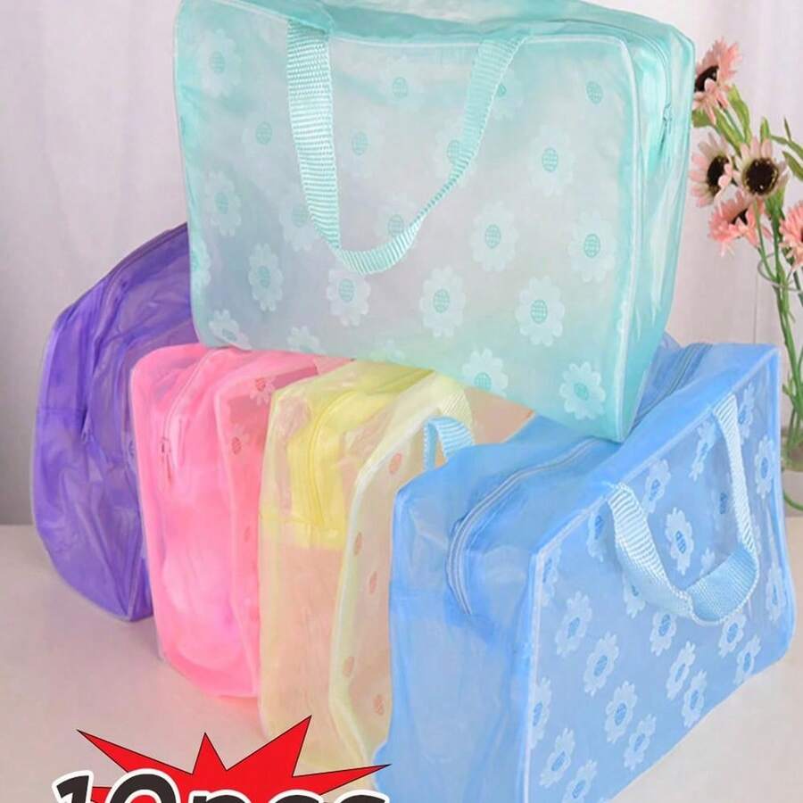 Ditsy Floral Pvc Waterproof Cosmetics Toiletries Shower Organizer Travel Storage Bag, A Must-Have Makeup Bag Makeup Pouch Skincare Bag Toiletry Bag Packing Cubes, Travel Essentials Cruise Essentials Dorm Essentials, Wedding Bridesmaid Gifts, Mom Gifts, Birthday Gifts, Gifts For Friends And Teachers, Home Decor, Bathroom Livingroom Bedroom Decor, Lip Oil Organizer, Nail Polish Organizer Makeup Travel Toiletry Organizer Clear Essentials Gifts Storage Zipper Accessories Nail - 綠色 - 查看 1