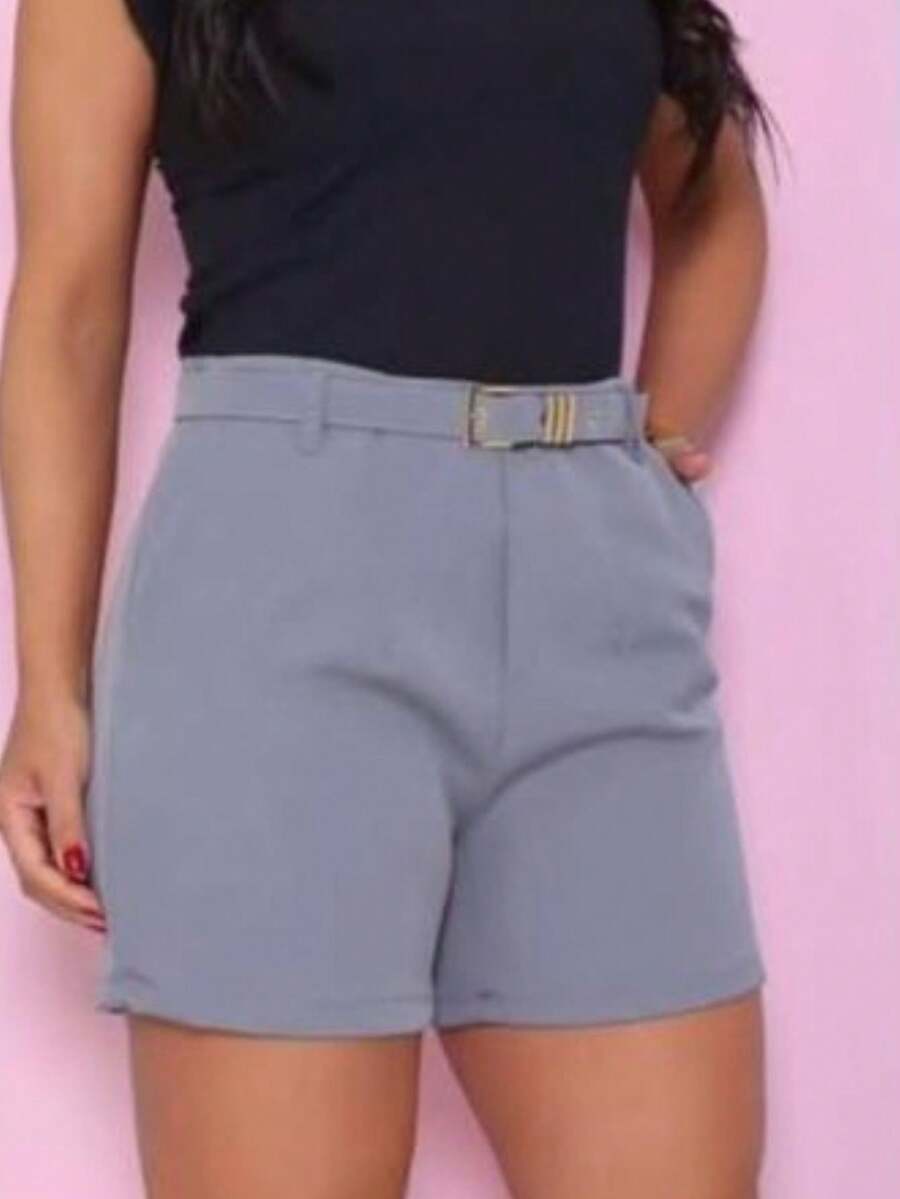 PREMIUM COMFORTABLE SHORTS WITH LINED BELT FASHION - Gris - Ver 1