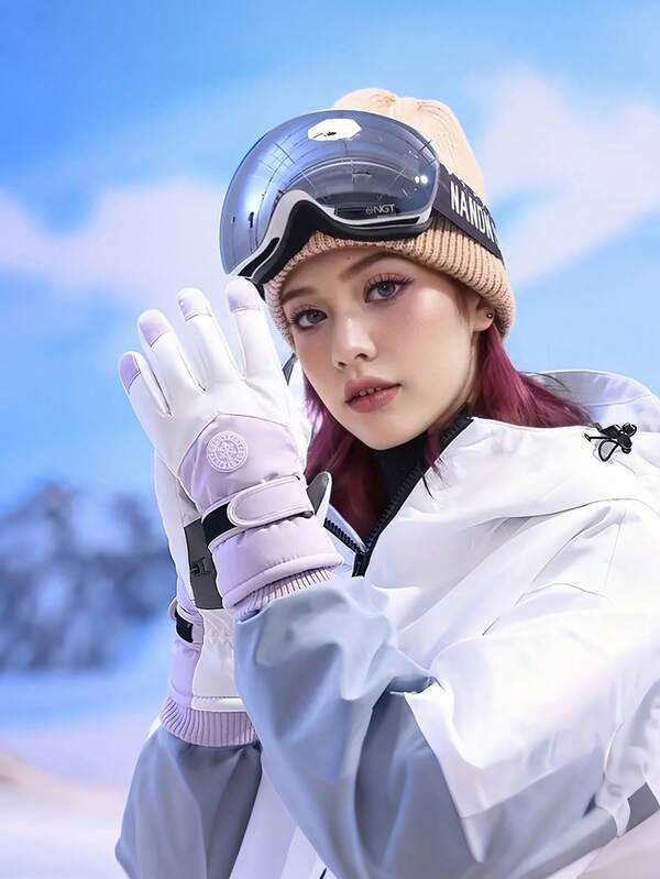 1 Pair Touchscreen Ski Gloves, Waterproof, Fleece Lined, Thick & Warm, Windproof, Suitable For Outdoor Sports, Motorcycle Riding, For Women, Winter