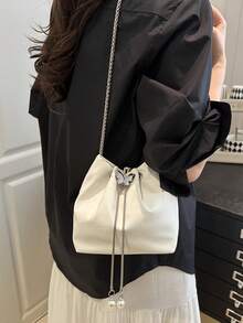 Women's Minimalist Bow Decor Chain Strap Crossbody Bag