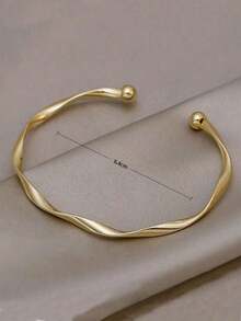 1pc Twist Design Cuff Bridal Bangle Elegant Bracelet For Women - 金子 - 查看 3