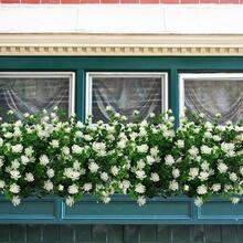 8pcs Artificial Flowers, Fake Outdoor Plants Faux Plastic Greenery Shrubs Indoor Outside Hanging Planter Flower Decoration, Garden Decor - trắng - Xem 6