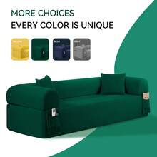 Floor Couch - 3 Seats Compression Sofa With Pillows Hybrid Sofa Pocketed Spring