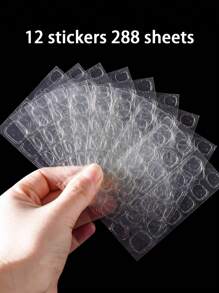 1200pcs/50sheets Nail Gel Stickers, Ultra-Thin Jelly Nail Stickers, Double-Sided Adhesive, Transparent, Reusable, For Nail Art Decoration - Clear - View 10