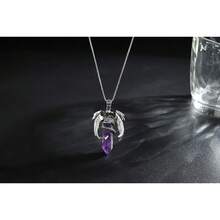 XIANNVXI Crystal Healing Stone Necklace For Men Women Amethyst Vintage Dragon Necklace Cool Simple Retro Natural Reiki Spirtural Witch Gemstone Pendant Jewelry-901744 - A-Thạch anh tím - Xem 3