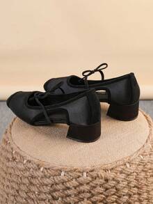 Square Toe Chunky Heel Women's Shoes, Versatile Bow Slip-On Flats, Fashionable Loafers, Black High Heels, Women's High Heel Pumps, Run Large, Size 35-43