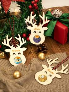 Custom Christmas Decorations With Name, Personalized Christmas Tree Decorations, Customized Christmas Ornaments, Customizable Christmas Gifts, Wooden Reindeer Pendant, Diy Ornaments, Christmas, Wooden, Party Decorations, Living Room Decor, Indoor, Outdoor, Garden, Room Decor, Boys, Girls, Mom, Kids