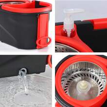 Spin Mop And Bucket Set With Wringer,Mop Bucket Set With Wheels,With 3 Microfiber Mop Replacement Heads And 61" Stainless Steel Adjustable Handle - Black - View 6
