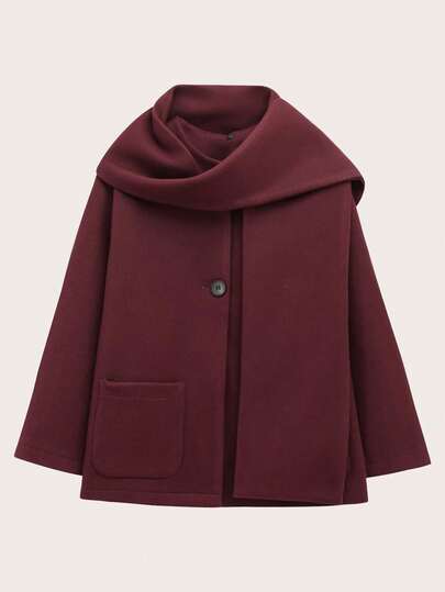 Einfarbiger, lässiger, warmer, einreihiger Mantel, Herbst/Winter