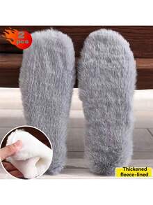 1 双厚蓬松保暖鞋垫，透气吸湿排汗舒适软底鞋垫，男女通用冬季