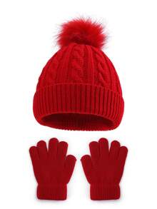 1 Set (1 Hat + 1 Pair Gloves) Kids Knitted Beanie Hat And Gloves Set, Autumn/Winter - 1PC - View 10